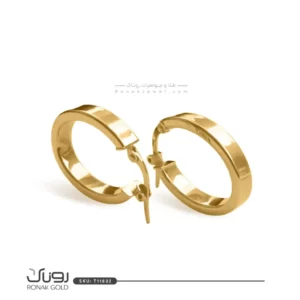 گوشواره طلای حلقه‌ ای کلاسیک طلای زنانه با طراحی مینیمال و قفل محکم، مناسب استفاده روزمره