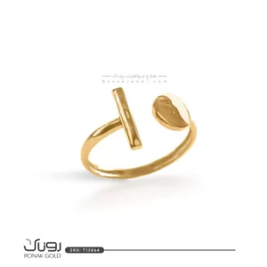 انگشتر طلا مینیمال مدرن با طراحی باز و ترکیب اشکال هندسی