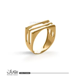 انگشتر طلا سه رج با طراحی هندسی و مدرن